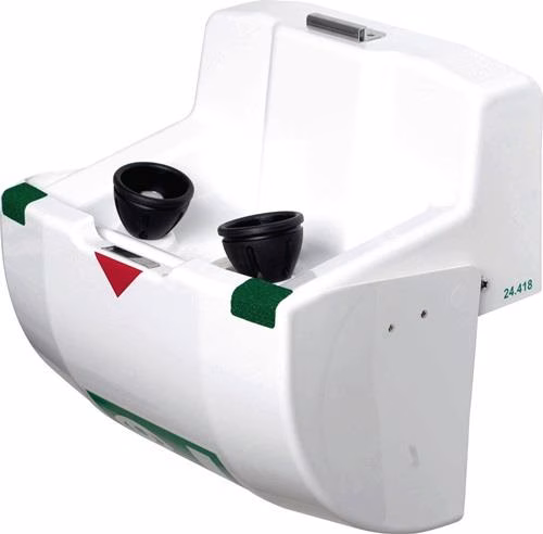 Oogdouche PremiumLine met lekbak+afdekking Wandmontage3/8 buitendraad inch B-SAFETY