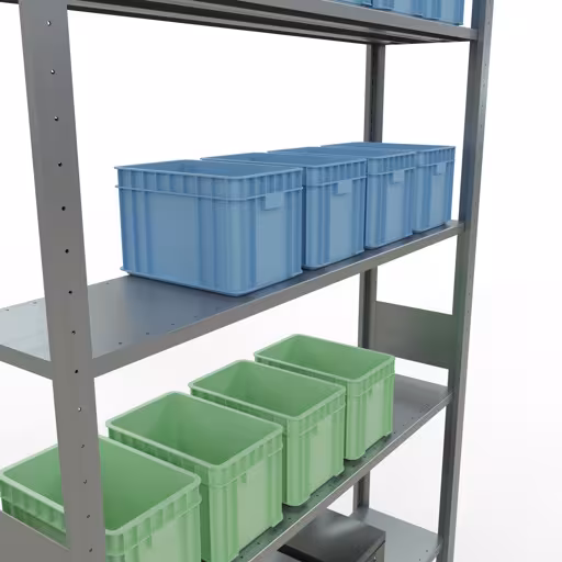 Basisplank, legbord, insteeksysteem MULTIplus150, 3000 x 1300 x 300 mm, 7 legborden, lengtestangen, verzinkt van Schulte Lagertechnik uit het assortiment insteeksysteem