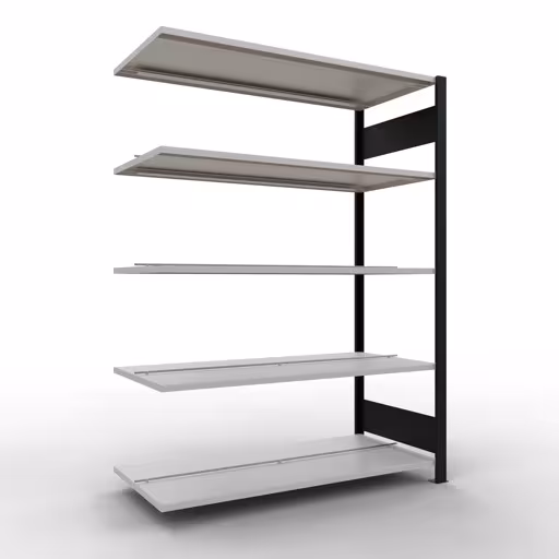 Afbeelding nr. 12 van het artikel, kantoorreksysteem MULTIplus150, 1800 x 1300 x 600 mm, 5 planken, met middenaanslag, zwart/lichtgrijs uit de productgroep kantoorrekken van Schulte Lagertechnik