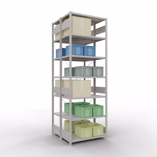 Basisplank, dubbele plank, stellingsysteem MULTIplus250, 3000 x 1000 x (2x500) mm (HxBxD), 2x7 planken, kruisschoor, RAL 7035 lichtgrijs met de GTIN 4058255035441 Basisplank, dubbele plank, rekkensysteem MULTIplus250, 3000 x 1000 x (2x500) mm, 2x7 planken, kruisschoor, RAL 7035 lichtgrijs van Schulte Lagertechnik met het artikelnr. 32152-G