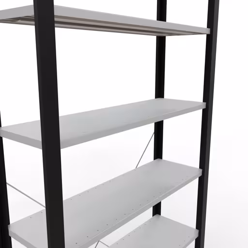 Figuur nr. 12 van het artikel basisrek, kantoorrek, insteeksysteem MULTIplus85, 2300 x 1000 x 300 mm, 7 planken, kruisschoor, zonder aanslaglijst, zwart/lichtgrijs uit de productgroep kantoorrekken van Schulte Lagertechnik.