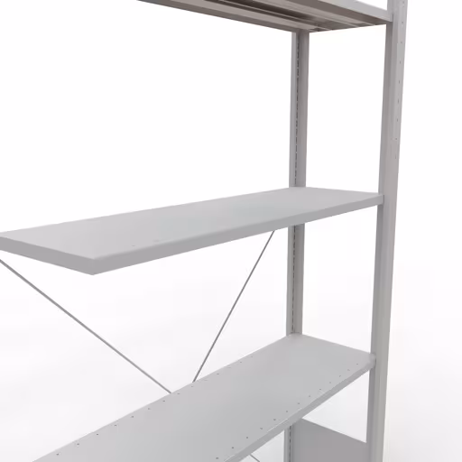 Productafbeelding nr. 16 van het artikel Aanbouwrekken, legbordstellingen, insteeksysteem MULTIplus85, 2000 x 1000 x 300 mm (HxBxD), 5 legborden, kruisschoor, RAL 7035 lichtgrijs Figuur nr. 16 van het artikel aanbouwrekken, legbordstellingen, insteeksysteem MULTIplus85, 2000 x 1000 x 300 mm, 5 legborden, RAL 7035 lichtgrijs uit de productgroep insteeksysteem van het merk Schulte Lagertechnik.