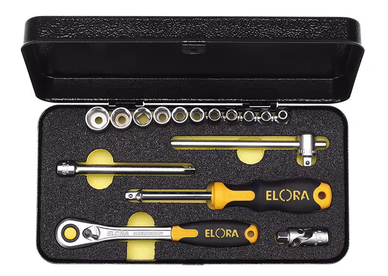 Dopsleutelset 1/4", 14-delig 3/16"-1/2" 1430-AU van ELORA Dopsleutelset 1/4", ELORA-1430 uit de categorie dopsleutels 1/4" met artikelnr. 1430609232000