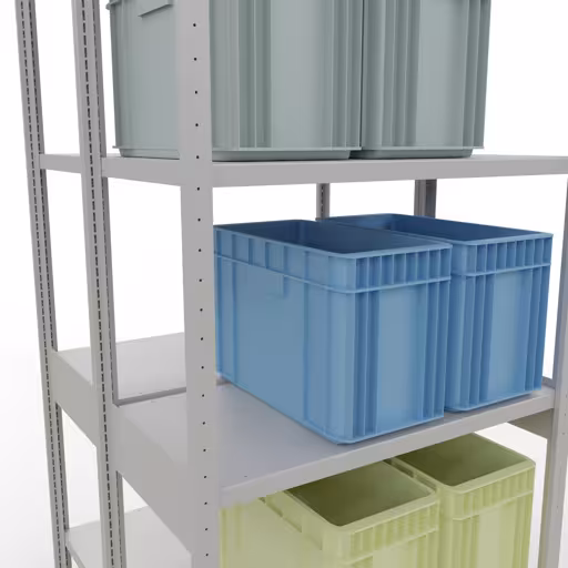 Basisplank, dubbele plank, plankinsteeksysteem MULTIplus250, 3000 x 1000 x (2x500) mm, 2x7 planken, lengtestangen, RAL 7035 lichtgrijs van Schulte Lagertechnik met artikelnr. 33252