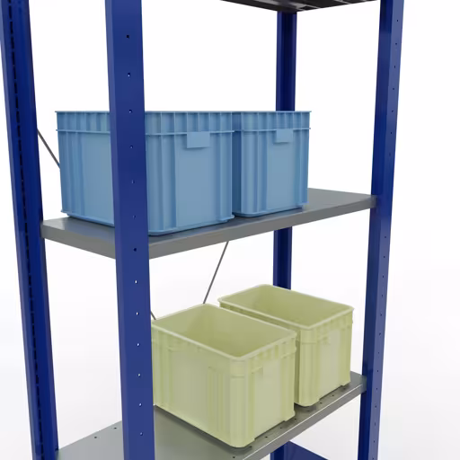 Basisplank, legbord, insteeksysteem MULTIplus150, 2000 x 750 x 300 mm, 5 legborden, kruisschoor, RAL 5010 gentiaanblauw/verzinkt/verzinkt van Schulte Lagertechnik uit de categorie insteeksystemen