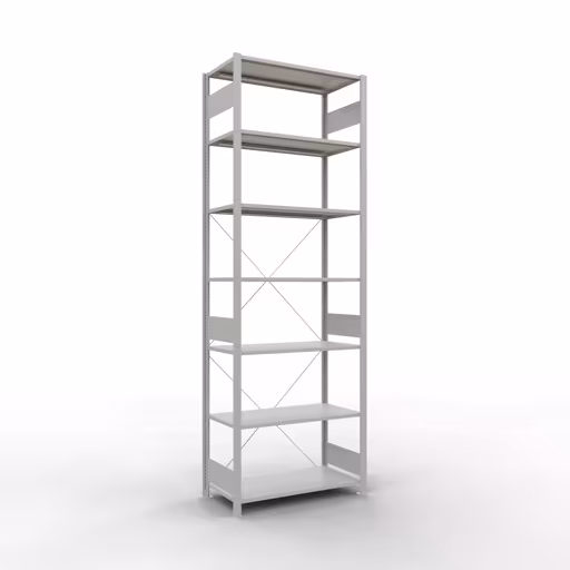 Figuur nr. 13 van het artikel basisplank, legbord, insteeksysteem MULTIplus150, 3000 x 1000 x 500 mm, 7 legborden, kruisschoor, RAL 7035 lichtgrijs uit de productgroep insteeksysteem van Schulte Lagertechnik.