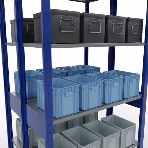 Productafbeelding nr. 8 van het artikel basisplank, dubbele plank, legbord insteeksysteem MULTIplus150, 2500 x 1000 x (2x400) mm, 2x6 legborden, RAL 5010 gentiaanblauw uit het assortiment legborden van Schulte Lagertechnik
