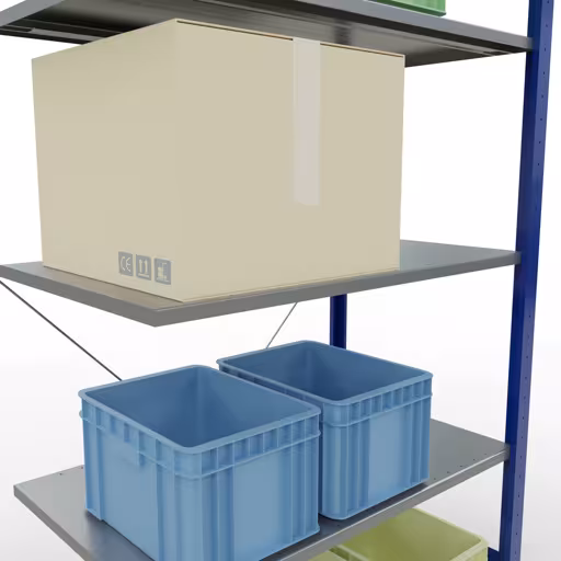 Aanbouwplank, legbord, insteeksysteem MULTIplus150, 2000 x 1000 x 600 mm, 5 legborden, RAL 5010/verzinkt van Schulte Lagertechnik met artikelnr. 12665-B