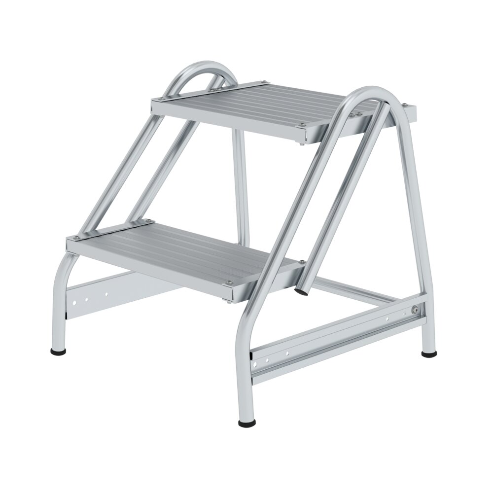 Munk werkplatform, toegankelijk vanaf één zijde, geribbeld aluminium, uit de categorie "Platformtrappen" met artikelnummer 050050