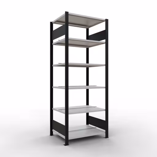 Afbeelding nr. 14 van het artikel, kantoorrekken, insteeksysteem MULTIplus150, 2000 x 750 x 600 mm, 6 planken, met middenaanslag, zwart/lichtgrijs uit de productgroep kantoorrekken van Schulte Lagertechnik