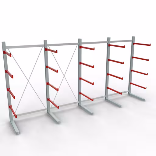 Afbeelding nr. 12 van het artikel K 6000 complete stelling, eenzijdig, 3000 x 6000 x 1000 mm, RAL 7001 / RAL 3000, 5 opslagniveaus uit de productgroep draagarmstellingen van Schulte Lagertechnik