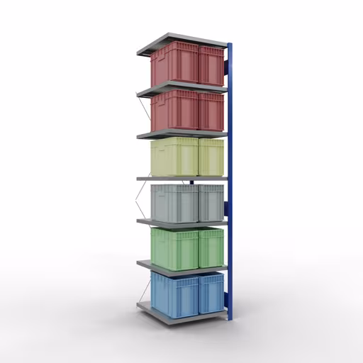 Afbeelding nr. 7 van het artikel aanbouwrekken, legbordstellingen, insteeksysteem MULTIplus250, 3000 x 750 x 800 mm, 7 legborden, RAL 5010 gentiaanblauw/verzinkt/verzinkt uit de productgroep insteeksysteem van het merk Schulte Lagertechnik.