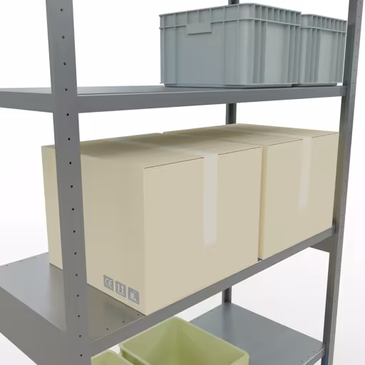 Figuur nr. 15 van het artikel basisrek, legbord, insteeksysteem MULTIplus250, 3000 x 1300 x 600 mm, 7 legborden, lengtestangen, verzinkt uit de insteeksysteem productgroep van Schulte Lagertechnik.
