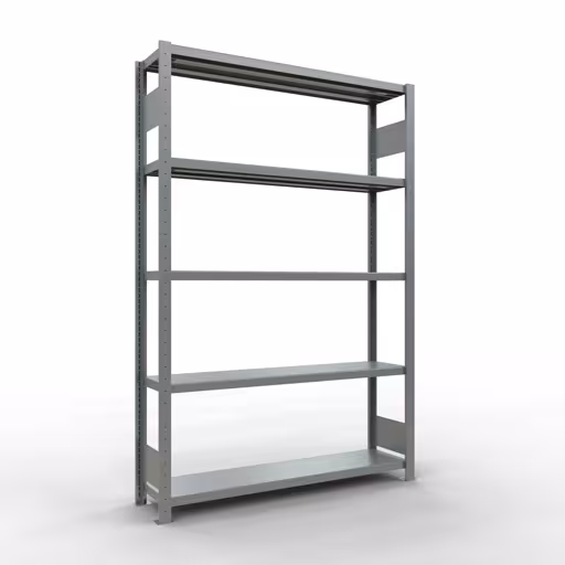 Basisplank, legplank, insteeksysteem MULTIplus250, 2000 x 1300 x 300 mm (HxBxD), 5 legborden, lengtestangen, verzinkt, basisplank, art.nr. 12930-130-LR