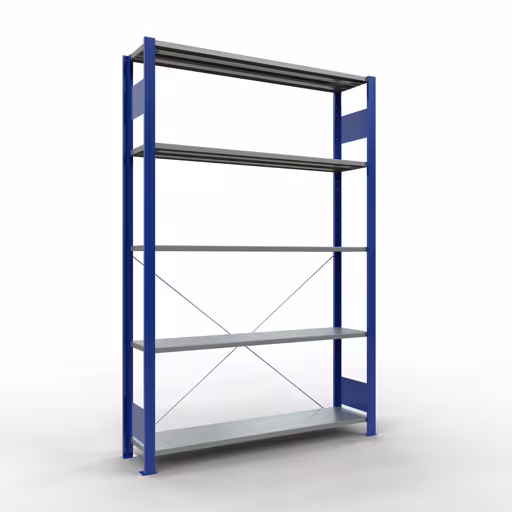 Basisplank, legbord, insteeksysteem MULTIplus150, 2000 x 1300 x 300 mm, 5 legborden, RAL 5010 gentiaanblauw/verzinkt van Schulte Lagertechnik met het artikelnr. 12730-130-B