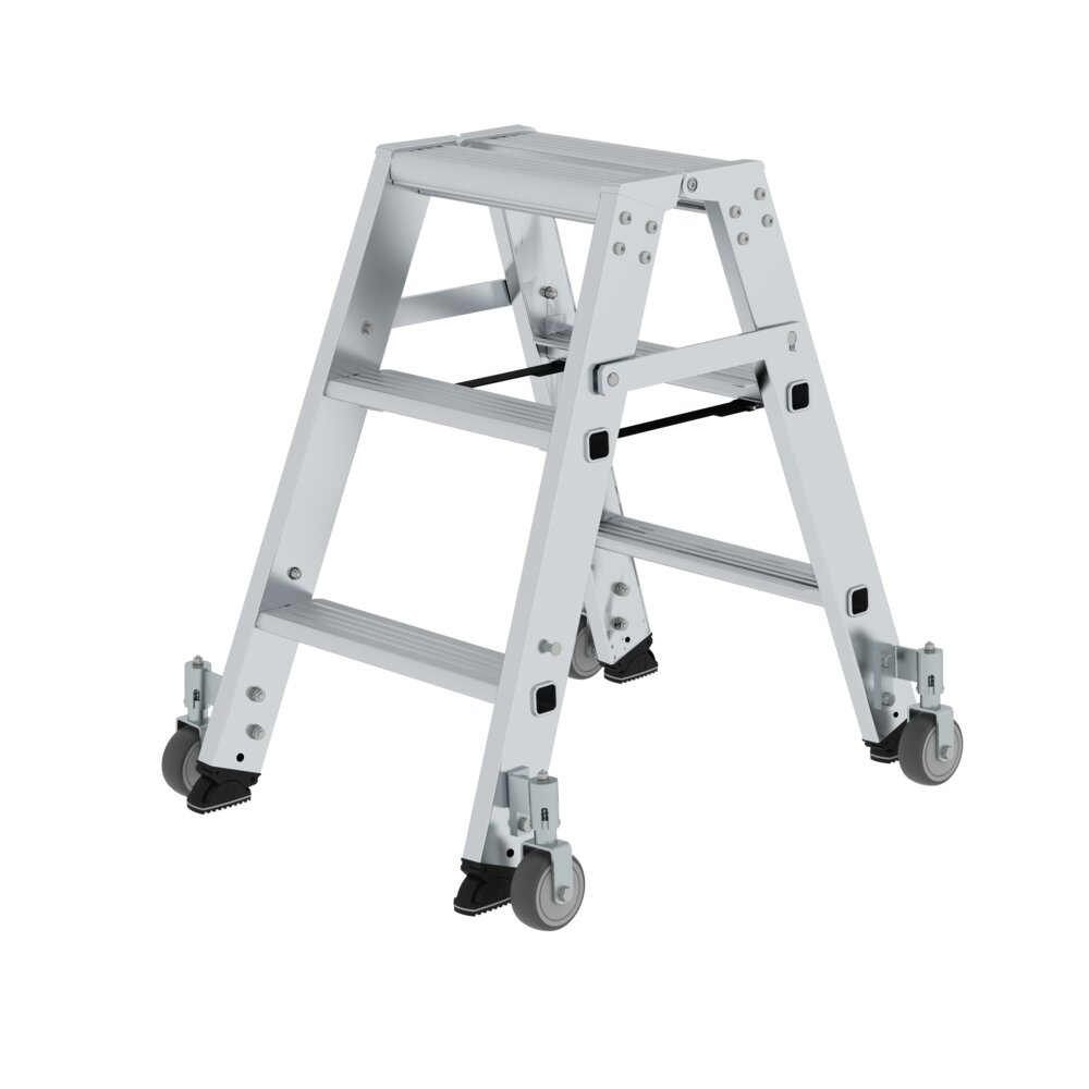 Munk trapladder, toegankelijk vanaf beide zijden, met wielen, 2x3 treden, van Günzburger Steigtechnik Munk trapladder, aan beide zijden toegankelijk, met wielen, uit de categorie trapladders, artikelnummer 041206