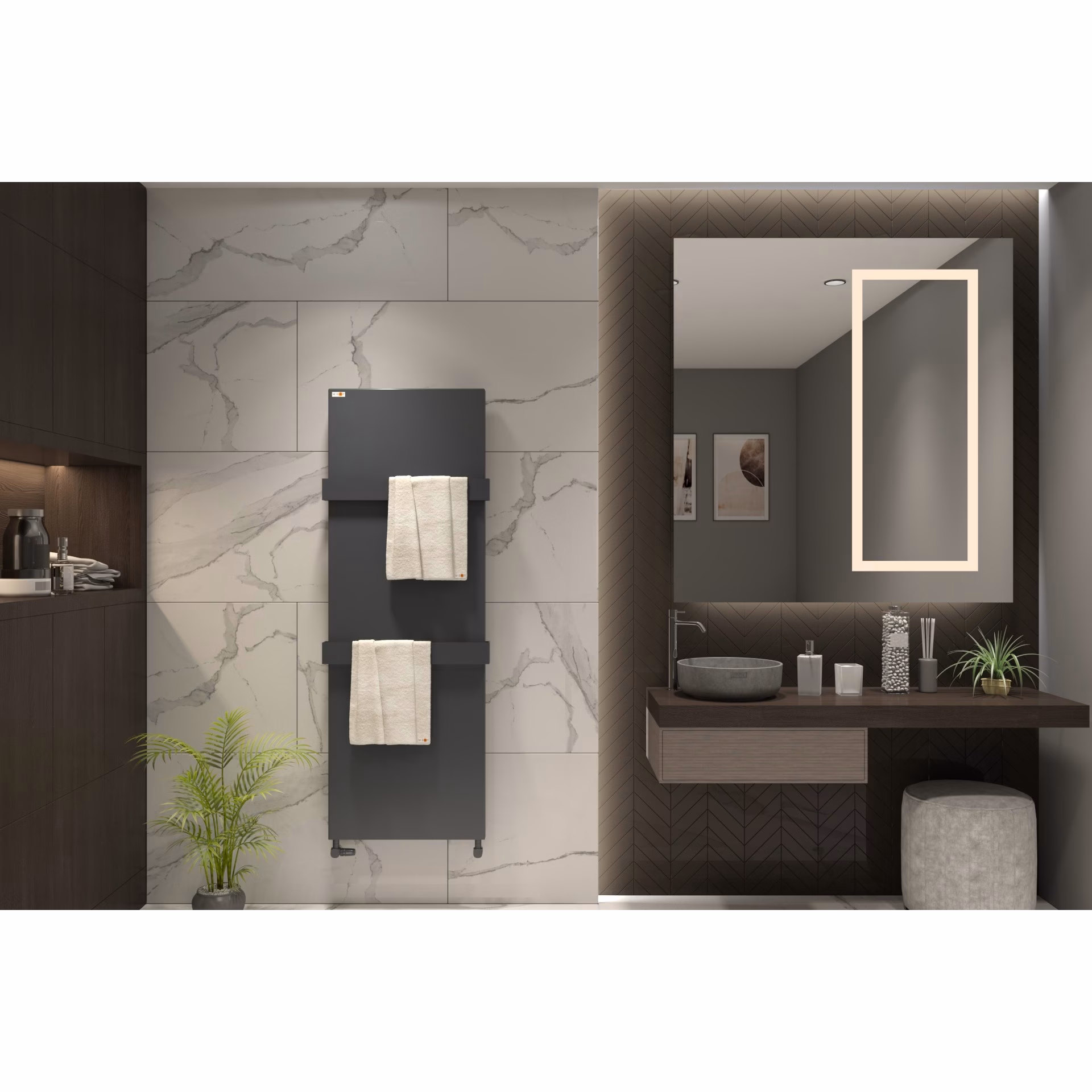 MERT Design Afdekking - Afdekking voor oude badkamerradiatoren van 400x1200 mm, antraciet