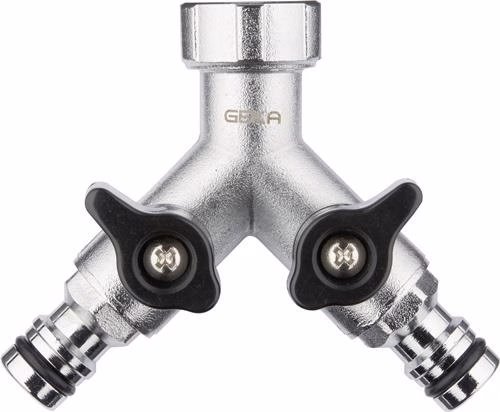 GEKA tweewegklep met verchroomd messing, 3/4 inch binnendraad, merk GEKA. GEKA tweewegklep plus verchroomd messing, 3/4 inch binnendraad, GEKA uit de categorie slangkoppelingen, -stukken en -fittingen met onderdeelnummer 4300600057