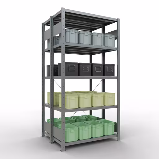 Basisplank, dubbele plank, legplank, insteeksysteem MULTIplus250, 2000 x 1000 x (2x400) mm, 2x5 legborden, kruisschoor, verzinkt met art.nr. 14240-G Basisplank, dubbele plank, rekkensysteem MULTIplus250, 2000 x 1000 x (2x400) mm, 2x5 planken, kruisschoor, gegalvaniseerd van Schulte Lagertechnik uit de categorie rekken