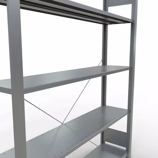 Basisplank, kantoorstelling, insteeksysteem MULTIplus85, 1800 x 1300 x 300 mm, 5 legborden, dwarsschoor, verzinkt, zonder aanslaglijst uit de categorie insteeksysteem met de GTIN 4004514261748 , kantoorreksysteem MULTIplus85, 1800 x 1300 x 300 mm, 5 legborden, verzinkt, zonder aanslaglijst van Schulte Lagertechnik uit het assortiment kantoorrekken