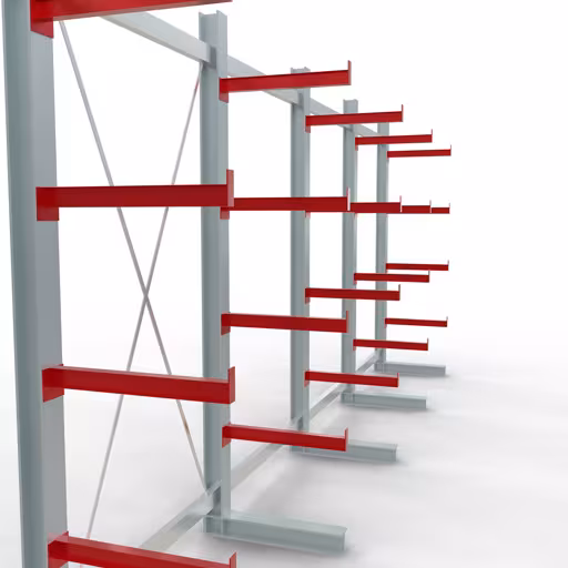 Afbeelding nr. 11 van het artikel K 3000 complete stelling, eenzijdig, 2500 x 6500 x 600 mm, RAL 7001 / RAL 3000, 5 opslagniveaus uit de productgroep draagarmstellingen van Schulte Lagertechnik