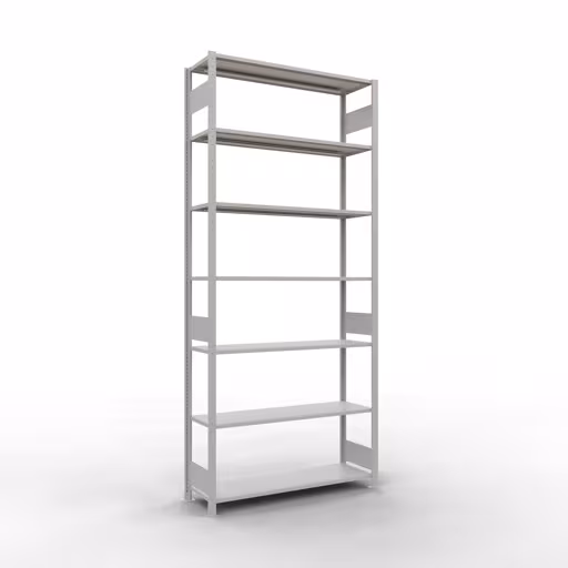 Basisplank, plankplank, insteeksysteem MULTIplus150, 3000 x 1300 x 400 mm, 7 planken, lengtestangen, RAL 7035 lichtgrijs van Schulte Lagertechnik met het artikelnr. 32642-130-LR