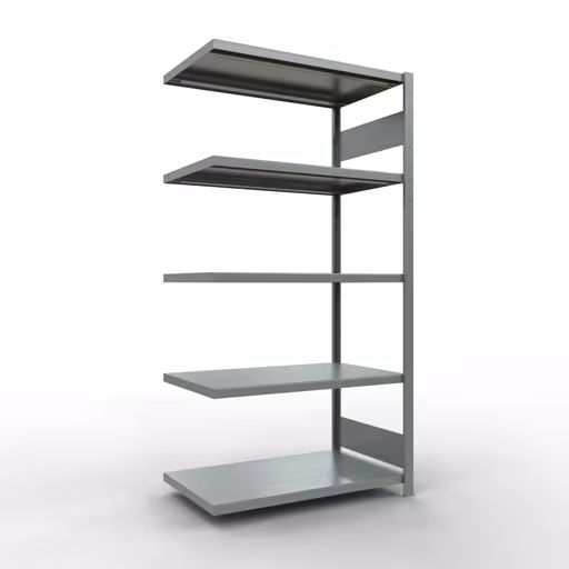 Aanbouwrekken, rekken, insteeksysteem MULTIplus330, 2000 x 1000 x 600 mm (HxBxD), 5 legborden, lengtestangen, verzinkt van Schulte Lagertechnik Aanbouwrekken, legborden, insteeksysteem MULTIplus330, 2000 x 1000 x 600 mm (HxBxD), 5 legborden, lengtestangen, verzinkt, aanbouwplank, art.nr. 13965-LR