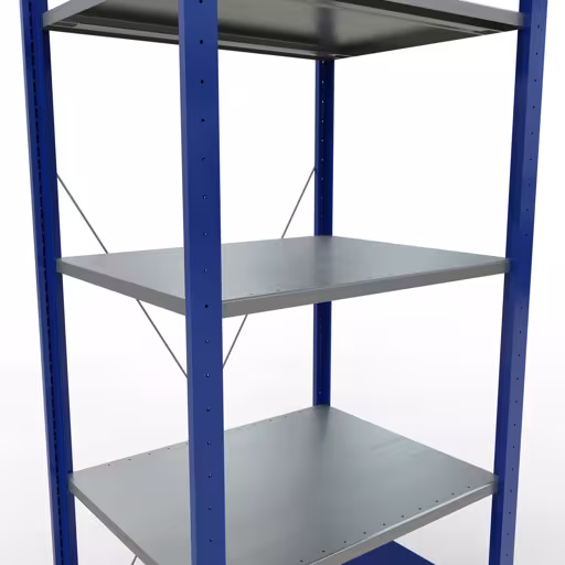 Andere productaanzicht Basisplank, legbord, insteeksysteem MULTIplus150, 2000 x 750 x 600 mm, 5 legborden, kruisschoor, RAL 5010 gentiaanblauw/verzinkt/verzinkt Andere weergave van het artikel Basisplank, legbord, insteeksysteem MULTIplus150, 2000 x 750 x 600 mm, 5 legborden, kruisschoor, RAL 5010 gentiaanblauw/verzinkt/verzinkt uit de categorie insteeksysteem