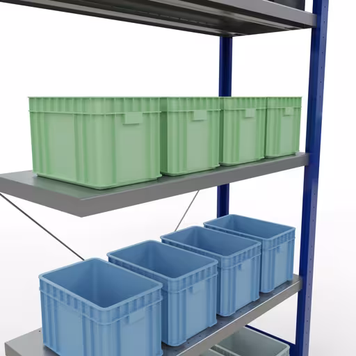 Aanbouwrekken, rekken, insteeksysteem MULTIplus330, 2000 x 1000 x 400 mm, 5 legborden, kruisschoor, RAL 5010 gentiaanblauw/verzinkt uit de categorie aanbouwrekken met GTIN 4004514250582 Aanbouwrekken, rekken, insteeksysteem MULTIplus330, 2000 x 1000 x 400 mm, 5 legborden, kruisschoor, RAL 5010 gentiaanblauw/verzinkt van Schulte Lagertechnik uit het assortiment insteeksysteem