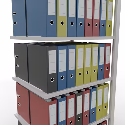 Extra afbeelding van het artikel Aanbouwstelling, kantoorstelling, insteeksysteem MULTIplus150, 2000 x 750 x 600 mm, 6 legborden, lengtestangen, zonder middenaanslag, lichtgrijs uit insteeksysteem