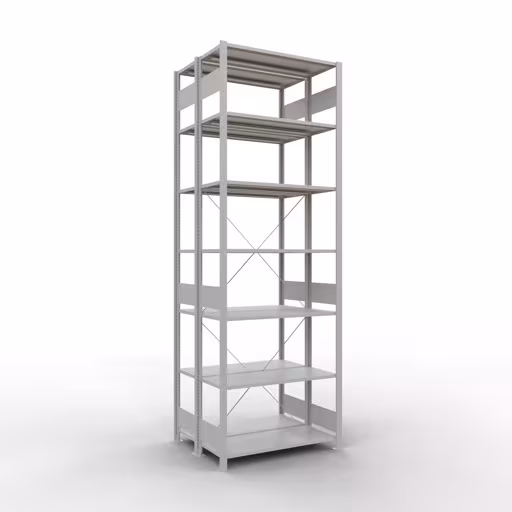 Andere weergave van het artikel basisplank, dubbele plank, legplank-insteeksysteem MULTIplus150, 3000 x 1000 x (2x800) mm, 2x7 legborden, kruisschoor, RAL 7035 lichtgrijs uit de categorie legborden