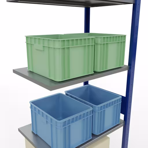 Aanbouwrekken, rekken, insteeksysteem MULTIplus150, 3000 x 750 x 500 mm, 7 legborden, lengtestangen, RAL 5010 gentiaanblauw/verzinkt/verzinkt uit de categorie aanbouwrekken met GTIN 4004514280794 Aanbouwrekken, rekken, insteeksysteem MULTIplus150, 3000 x 750 x 500 mm, 7 legborden, lengtestangen, RAL 5010 gentiaanblauw/verzinkt/verzinkt van het merk Schulte Lagertechnik uit het assortiment insteeksysteem