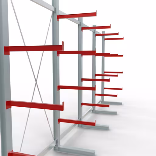 Andere weergave van het artikel K 6000 compleet legbord, eenzijdig, 3000 x 7500 x 750 mm, RAL 7001 / RAL 3000, 5 opslagniveaus uit de categorie draagarmstellingen