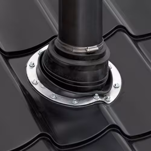 Buisdoorvoerset voor buisdiameters ø 12 - 90 mm uit de categorie steile dakdoorgangen met GTIN 4027822764039 Pijpdoorvoerset van het merk Klöber uit de categorie steile dakdoorgangen