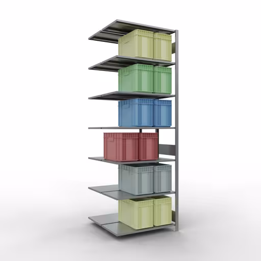 Afbeelding nr. 10 van het artikel aanbouwstelling, dubbele stelling, stellingstelling insteeksysteem MULTIplus150, 3000 x 1000 x (2x500) mm, 2x7 planken, verzinkt uit de stellingstelling productgroep van Schulte Lagertechnik