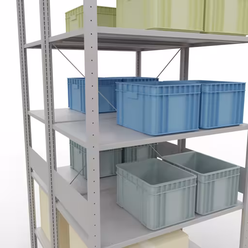 Basisplank, dubbele plank, rekkensysteem MULTIplus150, 3000 x 1000 x (2x1200) mm, 2x7 planken, RAL 7035 lichtgrijs van het merk Schulte Lagertechnik uit het rekkenassortiment