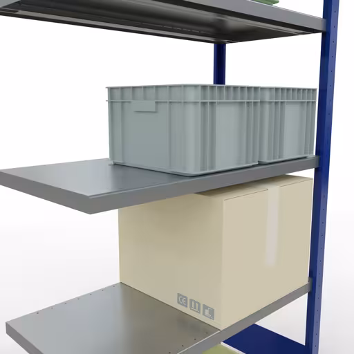 Aanbouwrekken, rekken, insteeksysteem MULTIplus250, 2000 x 1000 x 500 mm, 5 legborden, RAL 5010 gentiaanblauw/verzinkt van Schulte Lagertechnik uit de categorie insteeksystemen