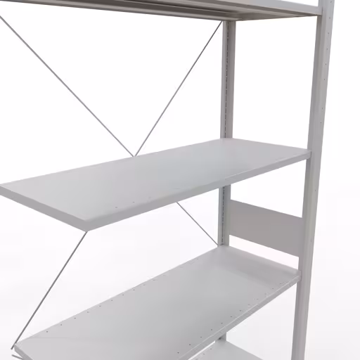 Productafbeelding nr. 16 van het artikel Aanbouwrekken, legbordstellingen, insteeksysteem MULTIplus85, 3000 x 1000 x 400 mm (HxBxD), 7 legborden, kruisschoor, RAL 7035 lichtgrijs Figuur nr. 16 van het artikel aanbouwrekken, legbordstellingen, insteeksysteem MULTIplus85, 3000 x 1000 x 400 mm, 7 legborden, RAL 7035 lichtgrijs uit de productgroep insteeksysteem van het merk Schulte Lagertechnik.