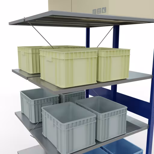 Aanbouwrekken, dubbele rekken, stellingsysteem MULTIplus150, 3000 x 1000 x (2x1000) mm, 2x7 planken, kruisschoor, RAL 5010 gentiaanblauw van Schulte Lagertechnik met het artikelnr. 32757-B