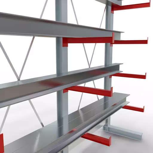 Productafbeelding nr. 11 van artikel K 3000 compleet legbord, eenzijdig, 2500 x 2600 x 600 mm, RAL 7001 / RAL 3000, 5 opslagniveaus Afbeelding nr. 11 van het artikel K 3000 complete stelling, eenzijdig, 2500 x 2600 x 600 mm, RAL 7001 / RAL 3000, 5 opslagniveaus uit de productgroep draagarmstellingen van Schulte Lagertechnik