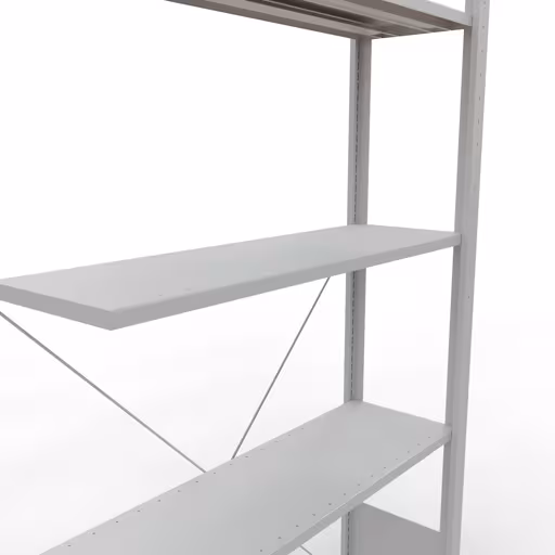 Figuur nr. 13 van het artikel aanbouwrekken, legbordstellingen, insteeksysteem MULTIplus150, 2000 x 1000 x 300 mm, 5 legborden, kruisschoor, RAL 7035 lichtgrijs uit de insteeksysteem productgroep van Schulte Lagertechnik.