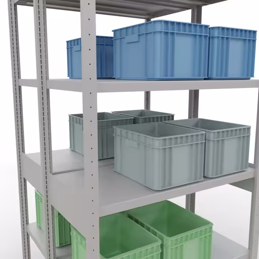 Productafbeelding nr. 16 van het artikel basisplank, dubbele plank, rekkensysteem MULTIplus250, 2500 x 1000 x (2x500) mm, 2x6 planken, kruisschoor, RAL 7035 lichtgrijs uit het rekkenprogramma van het merk Schulte Lagertechnik