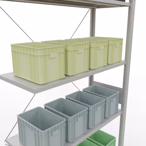 Productafbeelding nr. 14 van het artikel Aanbouwrekken, legbordstellingen, insteeksysteem MULTIplus150, 3000 x 1000 x 400 mm (HxBxD), 7 legborden, kruisschoor, RAL 7035 lichtgrijs Afbeelding nr. 14 van het artikel aanbouwrekken, stellingrekken, insteeksysteem MULTIplus150, 3000 x 1000 x 400 mm, 7 legborden, kruisschoor, RAL 7035 lichtgrijs uit de productgroep insteeksysteem van Schulte Lagertechnik