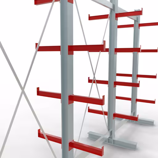 K 3000 compleet legbord, dubbelzijdig, 2500 x 3900 x 400 mm, RAL 7001 / RAL 3000, 5 opslagniveaus van Schulte Lagertechnik uit de categorie draagarmstellingen