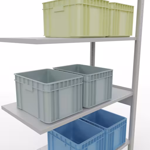 Aanbouwrekken, legbordstellingen, insteeksysteem MULTIplus150, 2500 x 1000 x 500 mm (HxBxD), 6 legborden, lengtestangen, RAL 7035 lichtgrijs uit de categorie aanbouwrekken met GTIN 4004514293138 Aanbouwrek, stelling, insteeksysteem MULTIplus150, 2500 x 1000 x 500 mm, 6 legborden, RAL 7035 lichtgrijs van het merk Schulte Lagertechnik uit het assortiment insteeksysteem