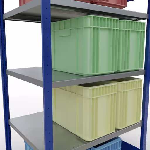 Extra afbeelding van het artikel Basisplank, legplank, insteeksysteem MULTIplus250, 2000 x 1000 x 800 mm, 5 legborden, RAL 5010 gentiaanblauw/verzinkt vanaf basisplank