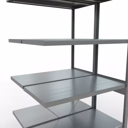 Aanbouwrekken, dubbele rekken, rekkensysteem MULTIplus250, 2500 x 1000 x (2x500) mm, 2x6 planken, kruisschoor, verzinkt van het merk Schulte Lagertechnik uit het rekkenassortiment
