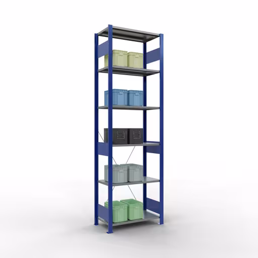 Productafbeelding nr. 6 van het artikel basisplank, legbord, insteeksysteem MULTIplus150, 2500 x 750 x 400 mm, 6 legborden, RAL 5010 gentiaanblauw/verzinkt/verzinkt uit het insteeksysteem-assortiment van Schulte Lagertechnik