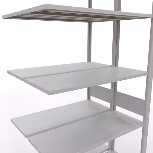 Aanbouwrekken, dubbele rekken, rekkensysteem MULTIplus150, 3000 x 1000 x (2x400) mm, 2x7 planken, RAL 7035 lichtgrijs van het merk Schulte Lagertechnik uit het rekkenprogramma