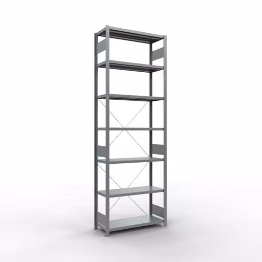 Figuur nr. 14 van het artikel basisrek, legbord, insteeksysteem MULTIplus330, 3000 x 1000 x 400 mm, 7 legborden, kruisschoor, verzinkt uit de insteeksysteem productgroep van Schulte Lagertechnik.